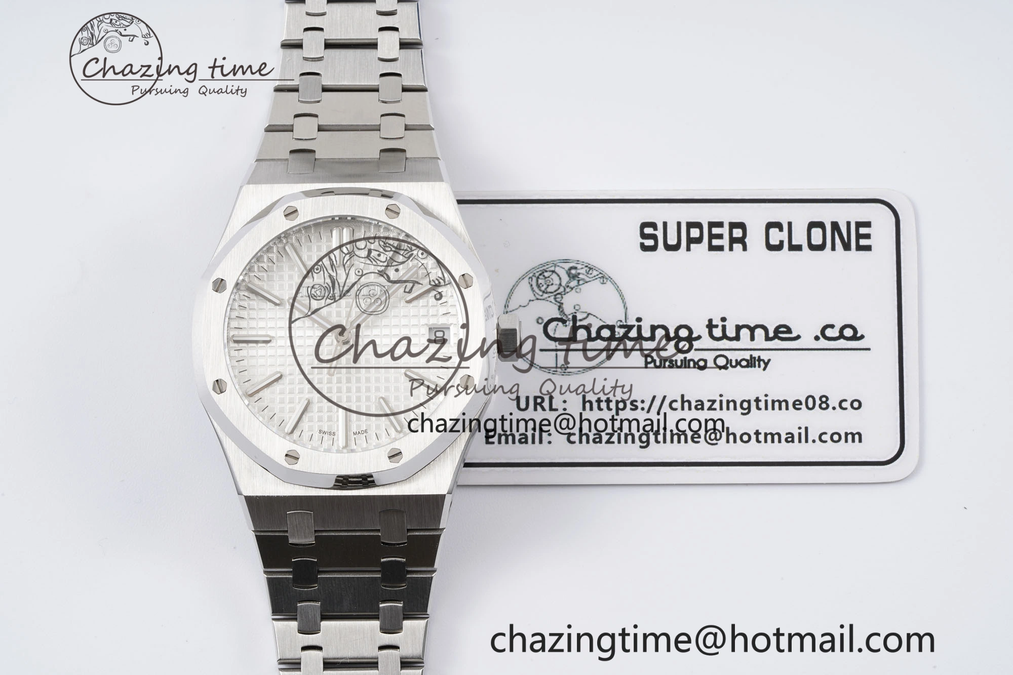 Royal Oak 41mm 15500 SS BF 1:1 Best Edition White Textured Dial on SS Bracelet A4302