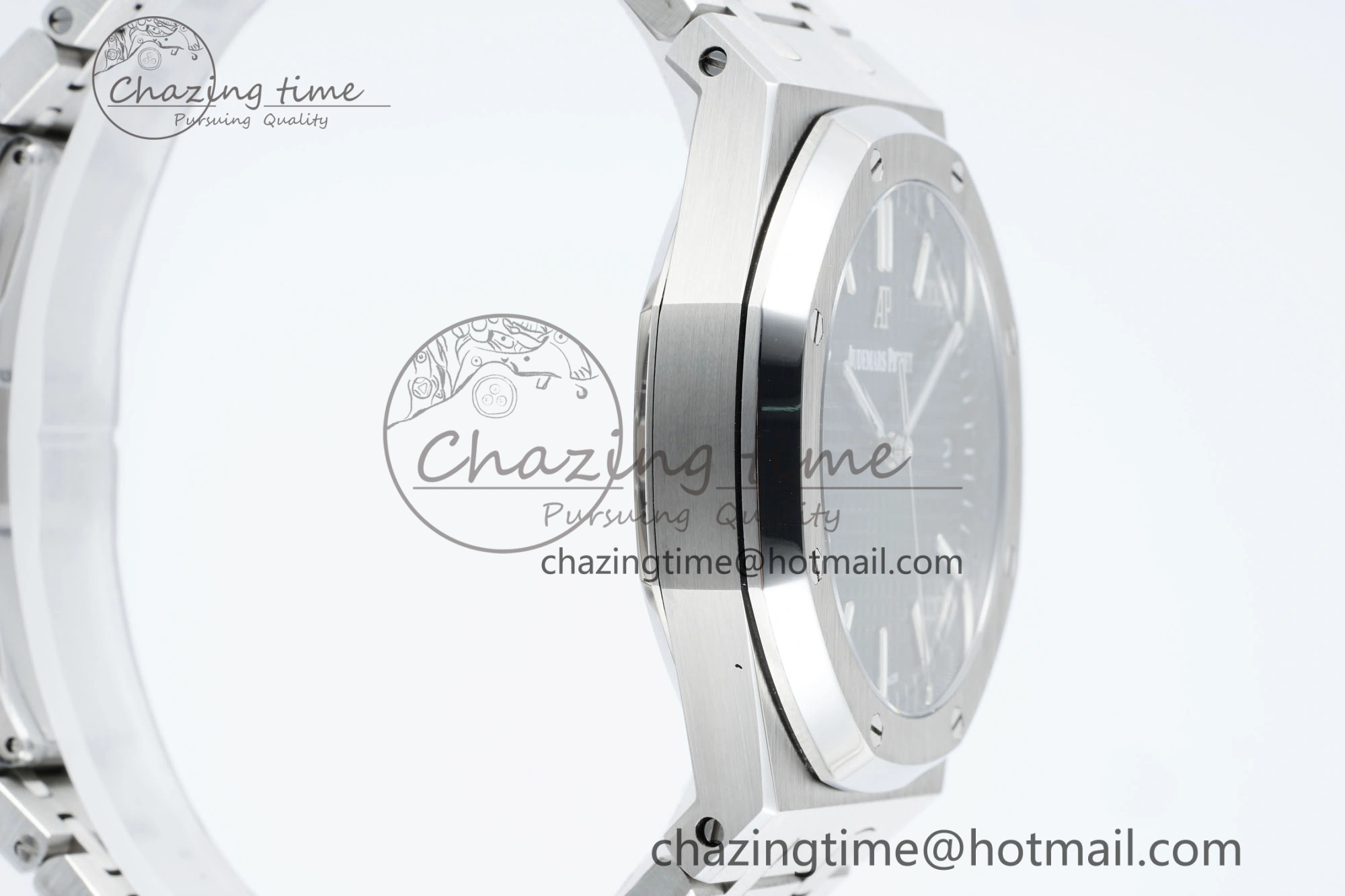 Royal Oak 41mm 15500 SS IPF 1:1 Best Edition Black Textured Dial on SS Bracelet SA4302 Super Clone