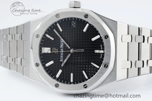 Royal Oak 41mm 15500 SS IPF 1:1 Best Edition Black Textured Dial on SS Bracelet SA4302 Super Clone