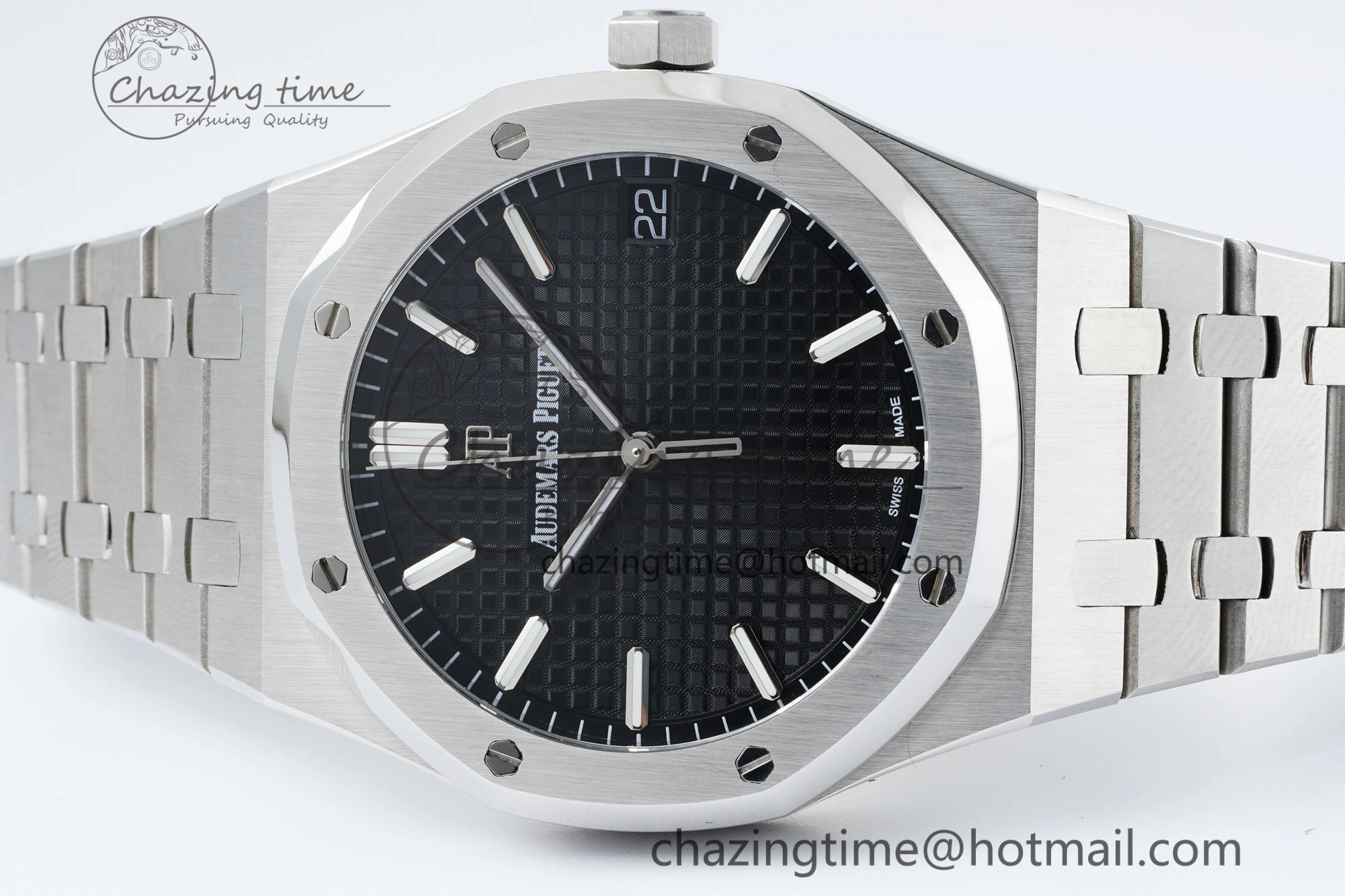 Royal Oak 41mm 15500 SS IPF 1:1 Best Edition Black Textured Dial on SS Bracelet SA4302 Super Clone