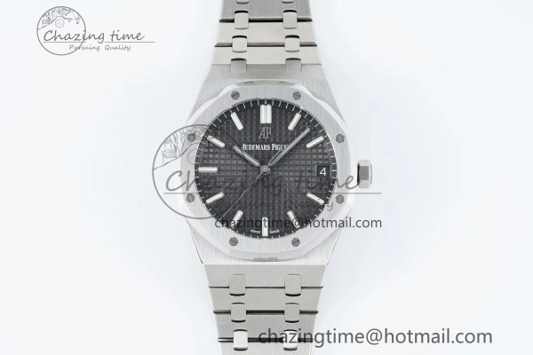 Royal Oak 41mm 15500 SS IPF 1:1 Best Edition Black Textured Dial on SS Bracelet SA4302 Super Clone