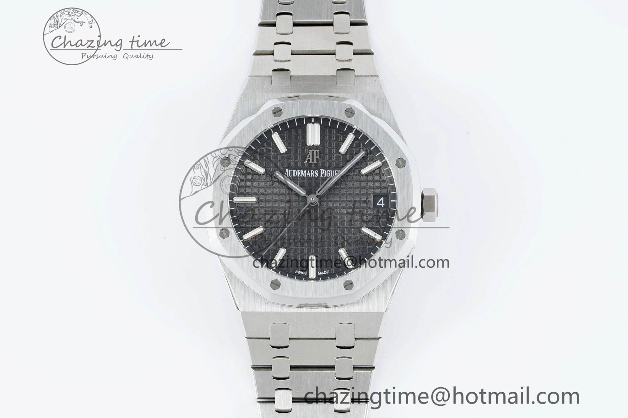 Royal Oak 41mm 15500 SS IPF 1:1 Best Edition Black Textured Dial on SS Bracelet SA4302 Super Clone
