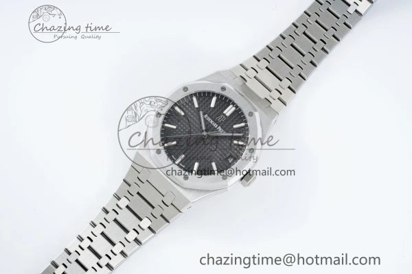 Royal Oak 41mm 15500 SS IPF 1:1 Best Edition Black Textured Dial on SS Bracelet SA4302 Super Clone