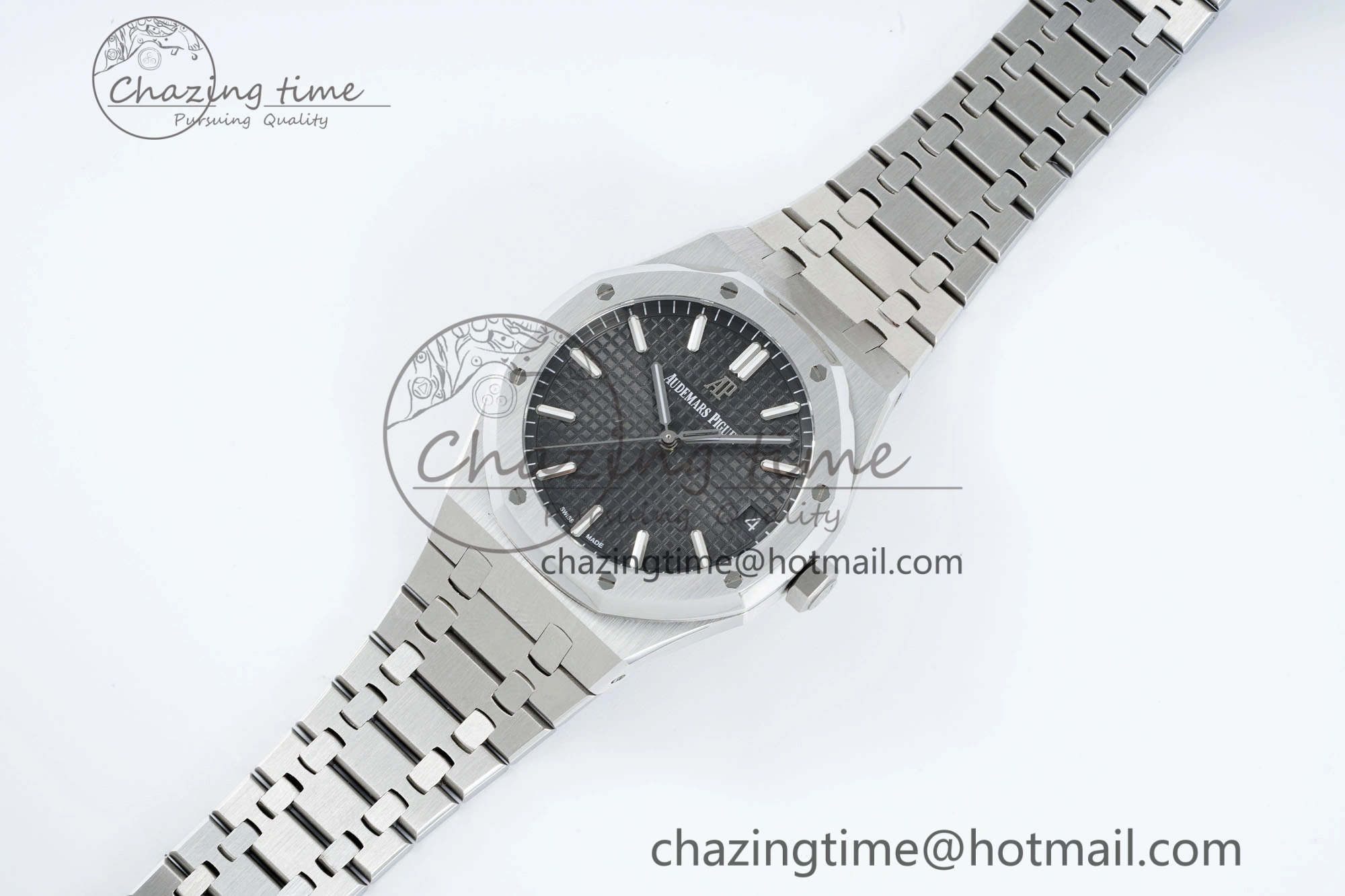 Royal Oak 41mm 15500 SS IPF 1:1 Best Edition Black Textured Dial on SS Bracelet SA4302 Super Clone