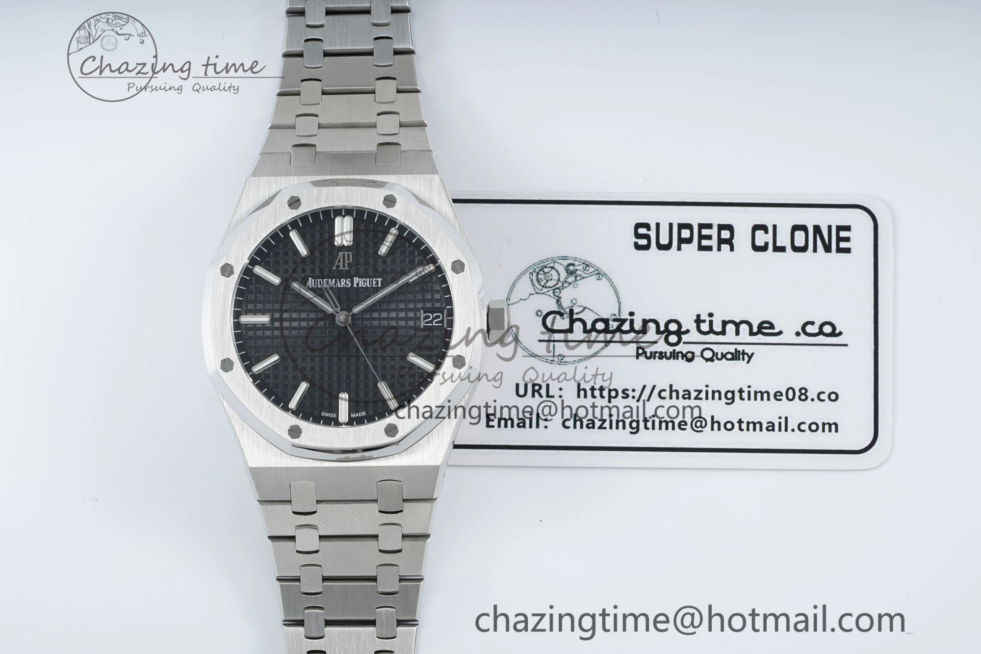 Royal Oak 41mm 15500 SS IPF 1:1 Best Edition Black Textured Dial on SS Bracelet SA4302 Super Clone