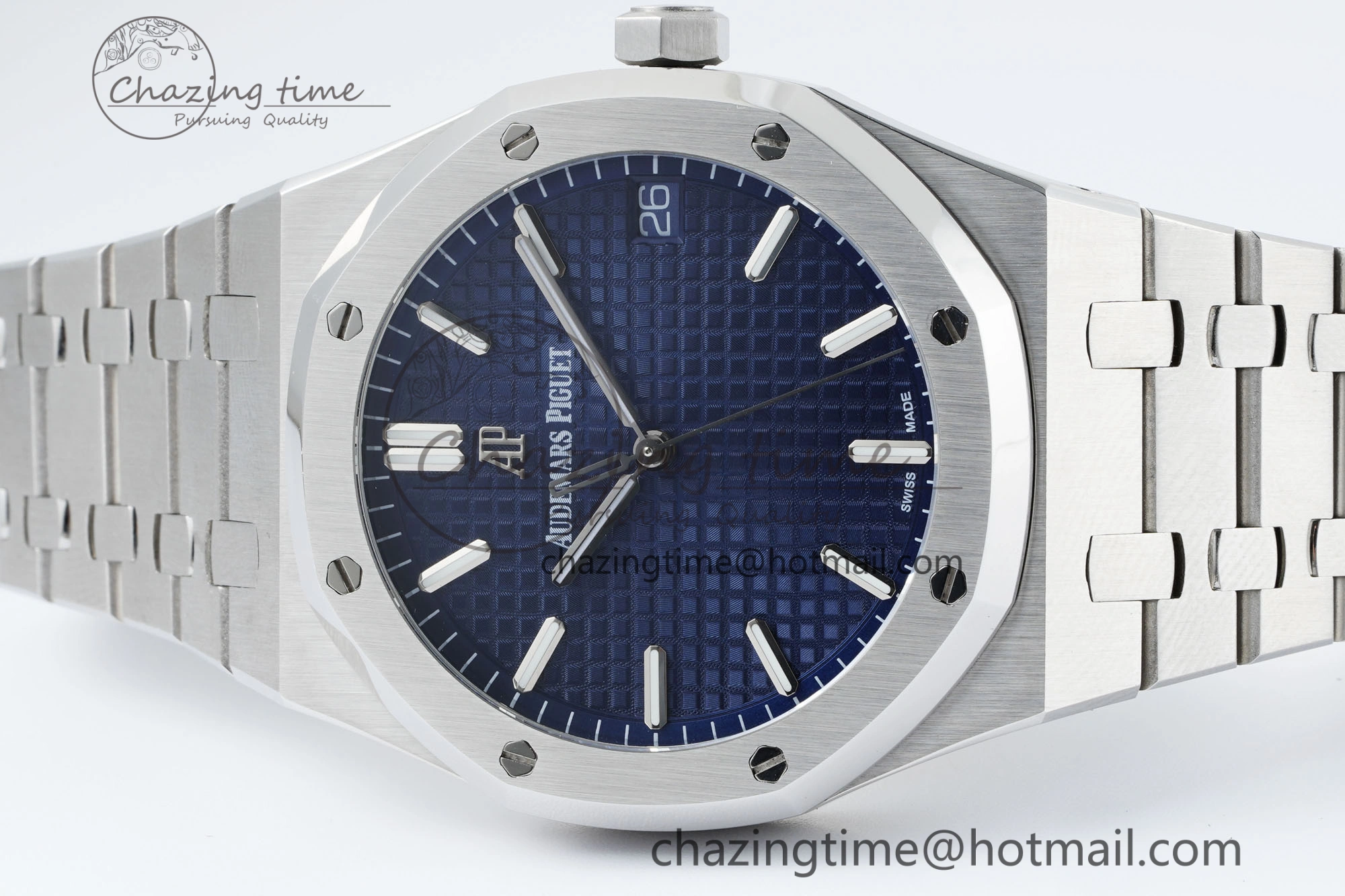 Royal Oak 41mm 15500 SS IPF 1:1 Best Edition Blue Textured Dial on SS Bracelet SA4302 Super Clone