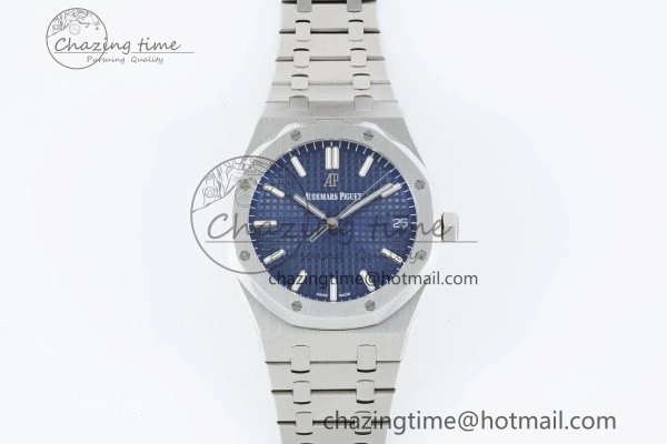 Royal Oak 41mm 15500 SS IPF 1:1 Best Edition Blue Textured Dial on SS Bracelet SA4302 Super Clone