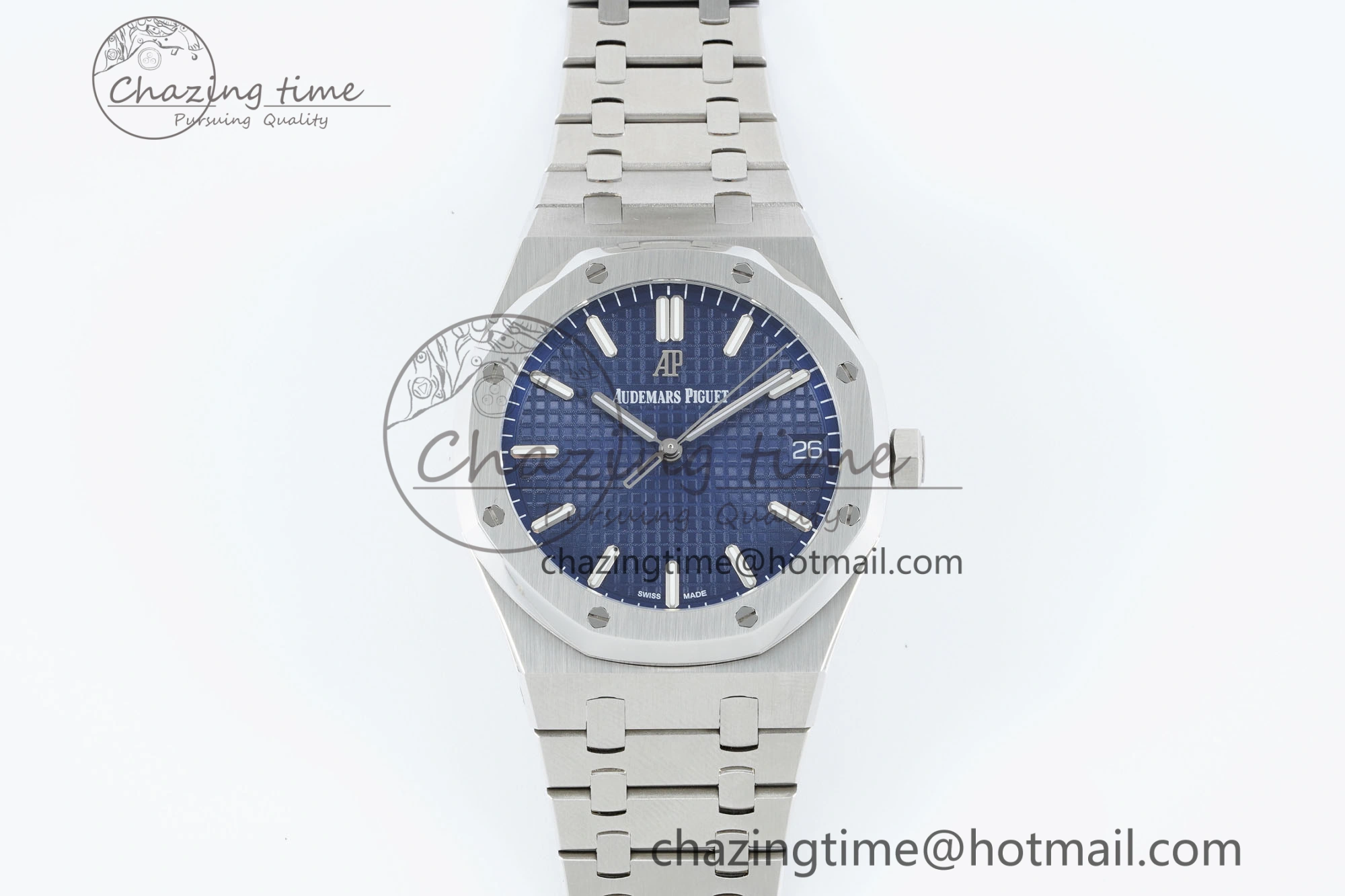 Royal Oak 41mm 15500 SS IPF 1:1 Best Edition Blue Textured Dial on SS Bracelet SA4302 Super Clone