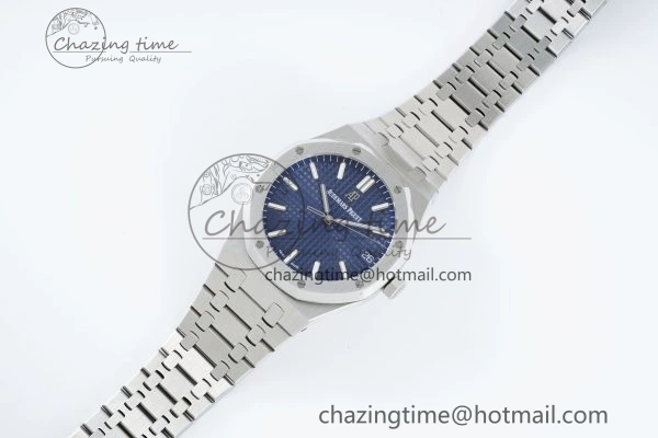 Royal Oak 41mm 15500 SS IPF 1:1 Best Edition Blue Textured Dial on SS Bracelet SA4302 Super Clone