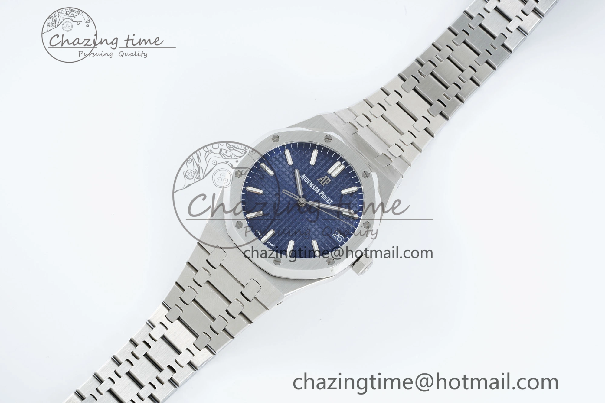 Royal Oak 41mm 15500 SS IPF 1:1 Best Edition Blue Textured Dial on SS Bracelet SA4302 Super Clone