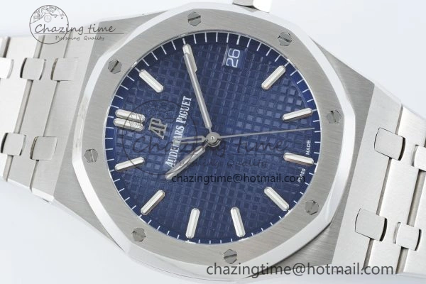 Royal Oak 41mm 15500 SS IPF 1:1 Best Edition Blue Textured Dial on SS Bracelet SA4302 Super Clone