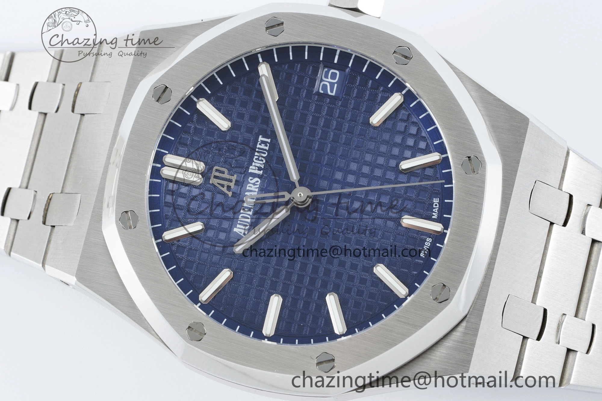 Royal Oak 41mm 15500 SS IPF 1:1 Best Edition Blue Textured Dial on SS Bracelet SA4302 Super Clone