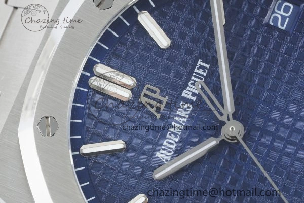 Royal Oak 41mm 15500 SS IPF 1:1 Best Edition Blue Textured Dial on SS Bracelet SA4302 Super Clone