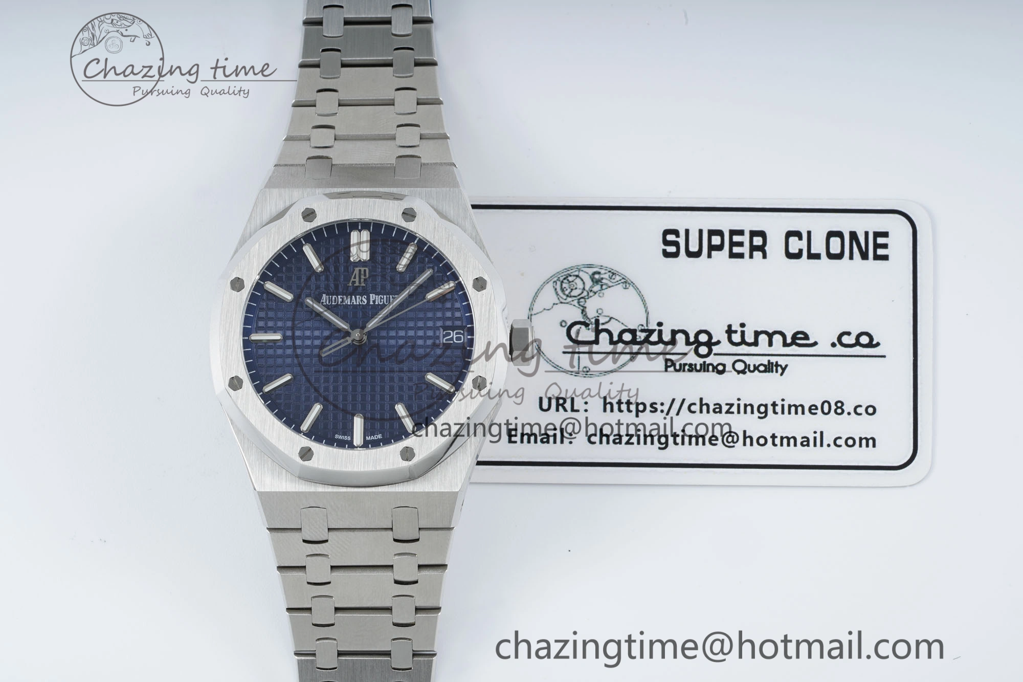 Royal Oak 41mm 15500 SS IPF 1:1 Best Edition Blue Textured Dial on SS Bracelet SA4302 Super Clone