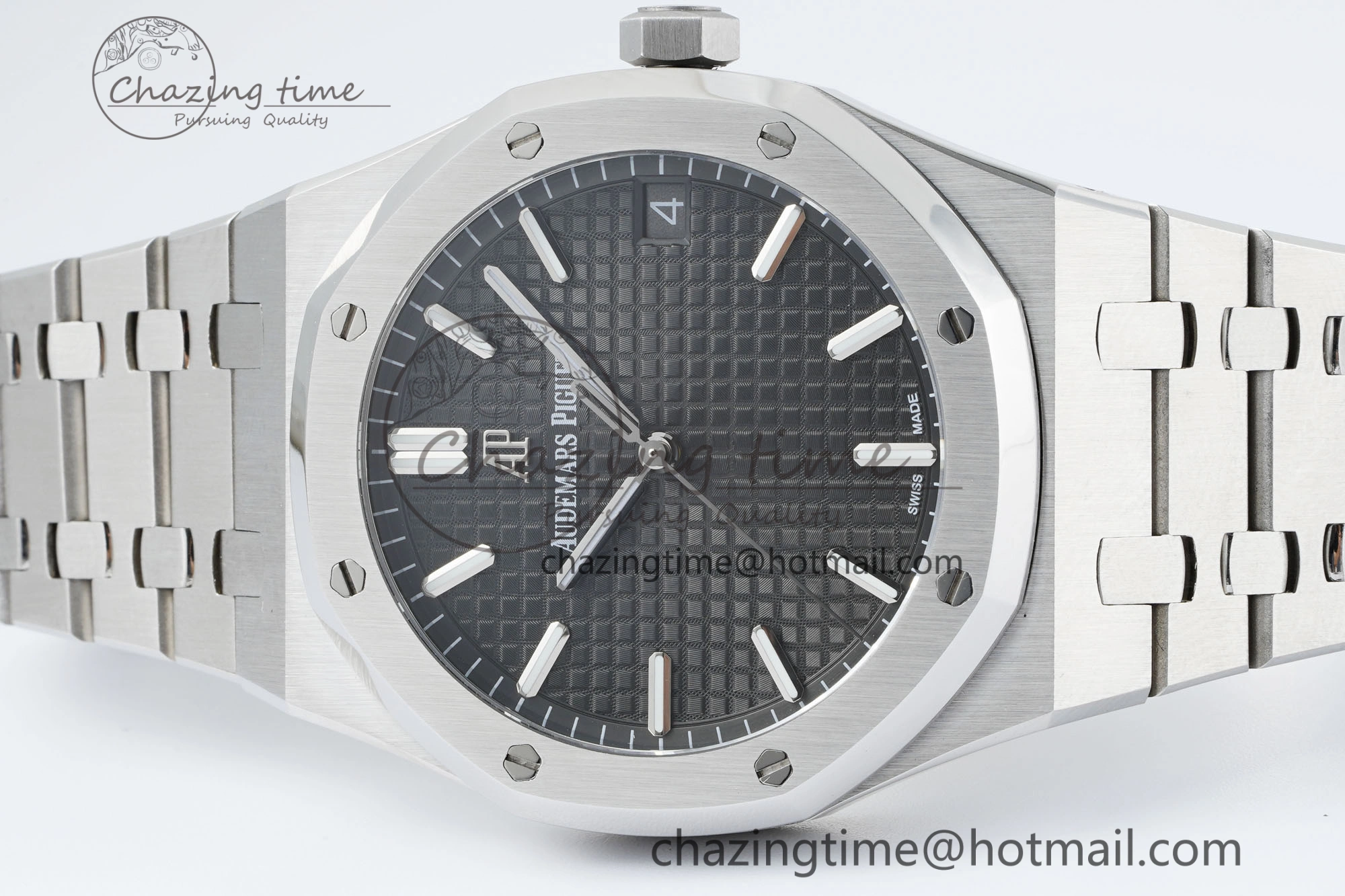 Royal Oak 41mm 15500 SS IPF 1:1 Best Edition Gray Textured Dial on SS Bracelet SA4302 Super Clone