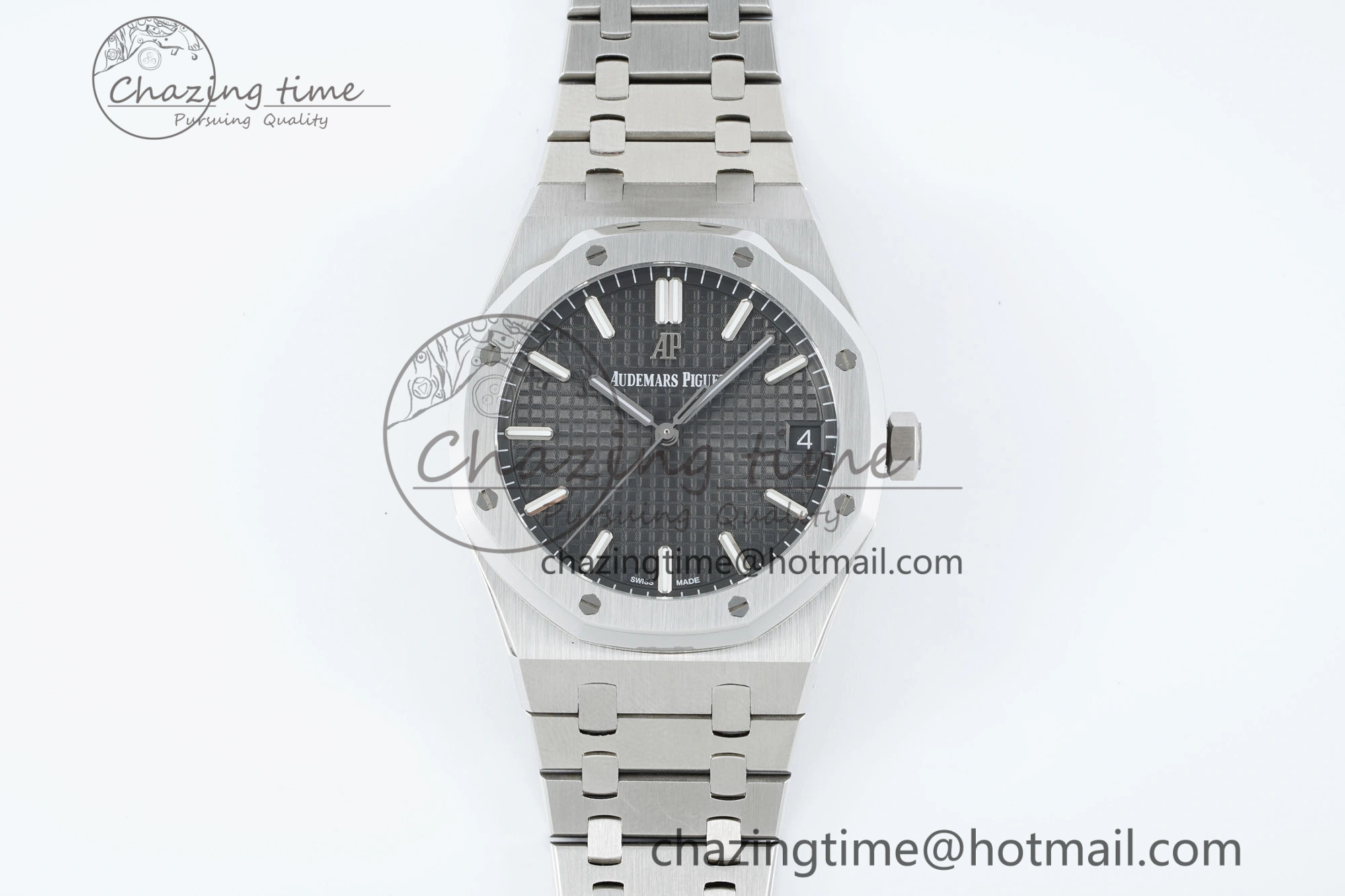 Royal Oak 41mm 15500 SS IPF 1:1 Best Edition Gray Textured Dial on SS Bracelet SA4302 Super Clone