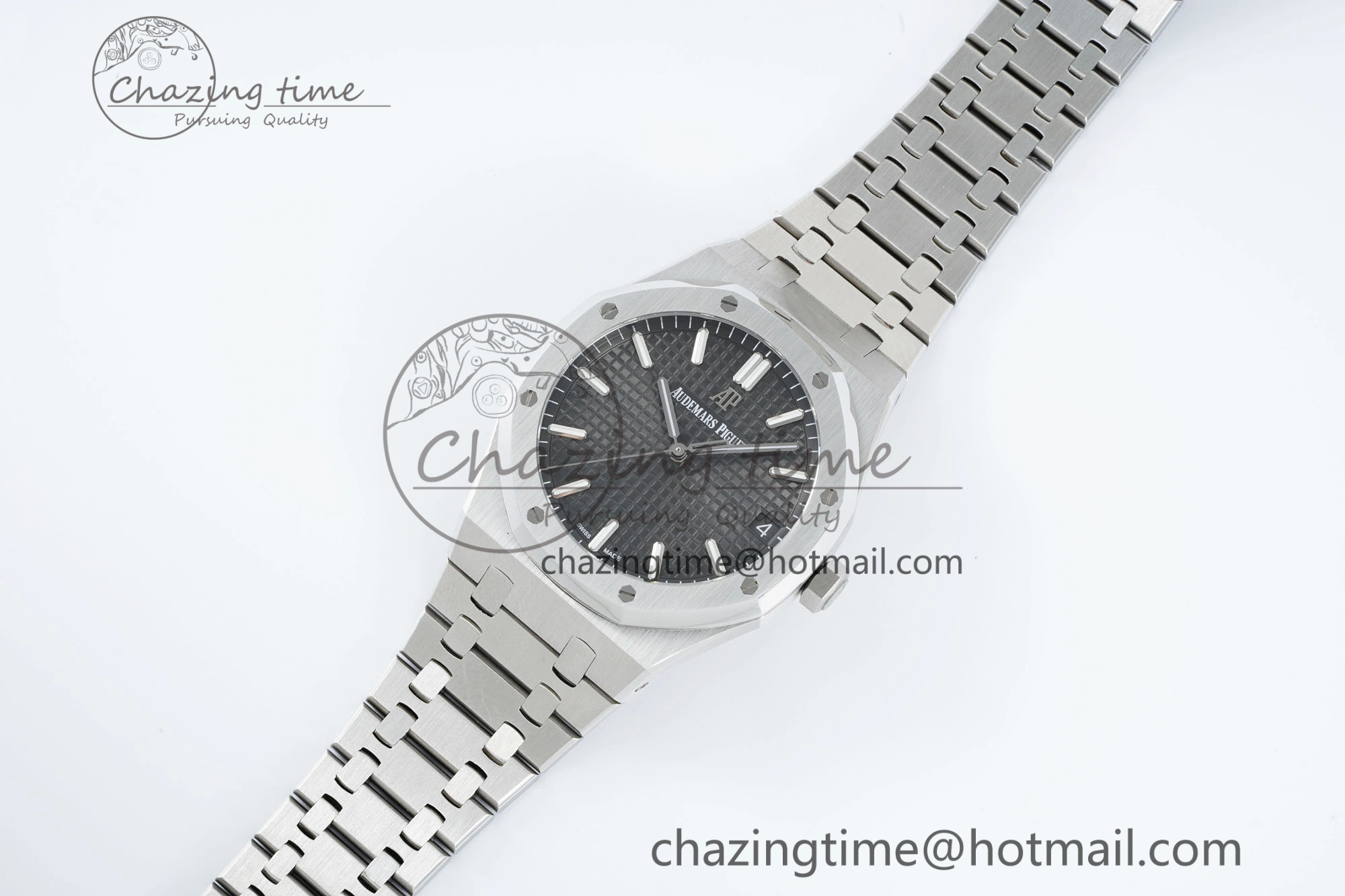 Royal Oak 41mm 15500 SS IPF 1:1 Best Edition Gray Textured Dial on SS Bracelet SA4302 Super Clone