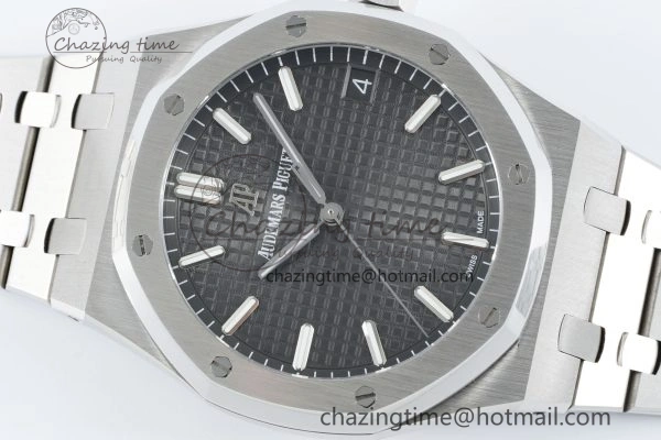 Royal Oak 41mm 15500 SS IPF 1:1 Best Edition Gray Textured Dial on SS Bracelet SA4302 Super Clone