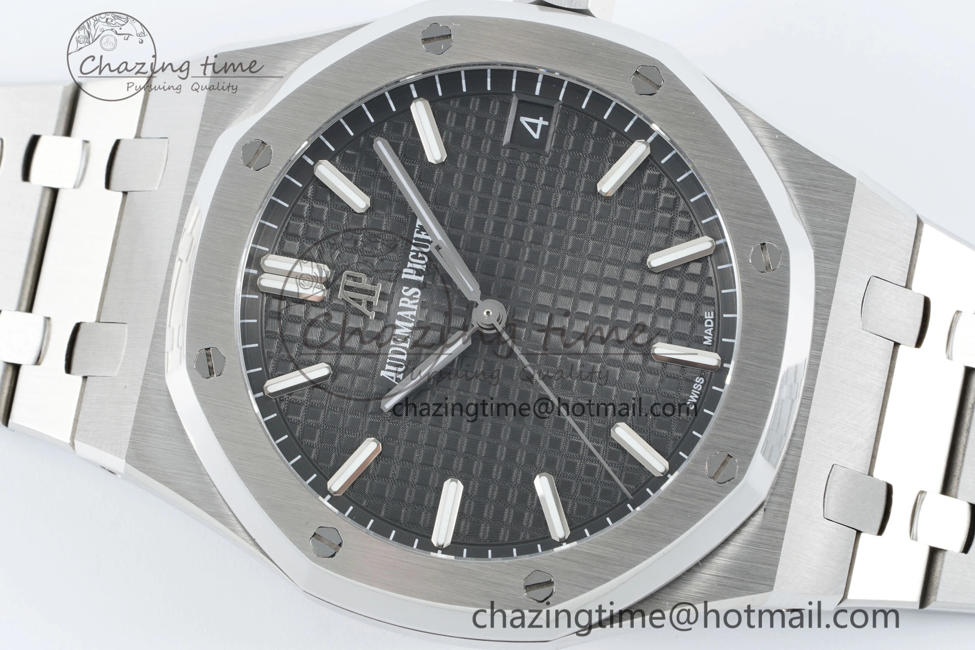 Royal Oak 41mm 15500 SS IPF 1:1 Best Edition Gray Textured Dial on SS Bracelet SA4302 Super Clone