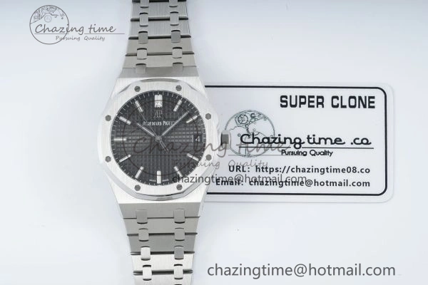 Royal Oak 41mm 15500 SS IPF 1:1 Best Edition Gray Textured Dial on SS Bracelet SA4302 Super Clone