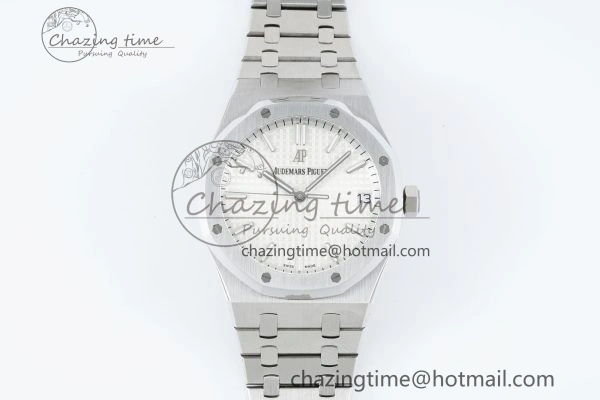 Royal Oak 41mm 15500 SS IPF 1:1 Best Edition White Textured Dial on SS Bracelet SA4302 Super Clone