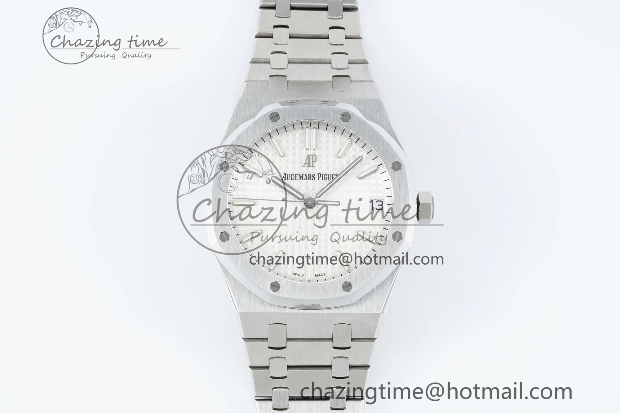 Royal Oak 41mm 15500 SS IPF 1:1 Best Edition White Textured Dial on SS Bracelet SA4302 Super Clone