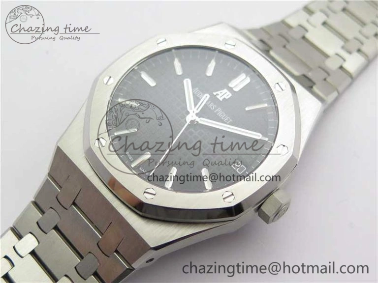 Royal Oak 41mm 15500 SS OMF Best Edition Black Textured Dial on SS Bracelet A4302