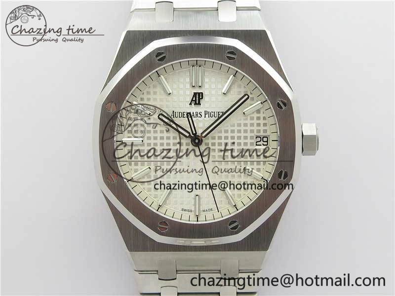 Royal Oak 41mm 15500 SS OMF Best Edition White Textured Dial on SS Bracelet A4302