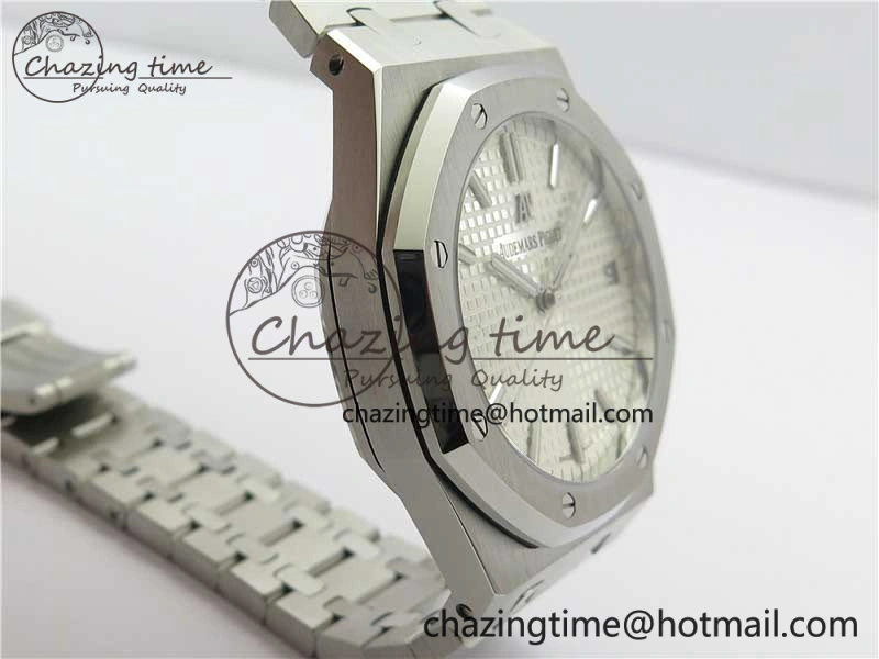 Royal Oak 41mm 15500 SS OMF Best Edition White Textured Dial on SS Bracelet A4302