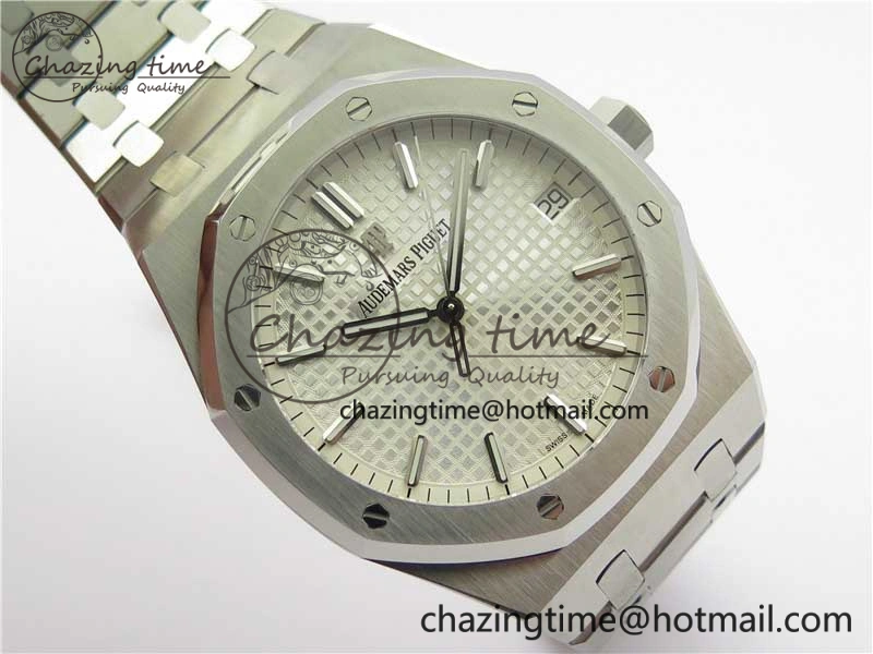 Royal Oak 41mm 15500 SS OMF Best Edition White Textured Dial on SS Bracelet A4302