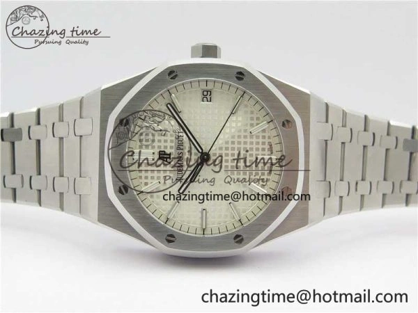 Royal Oak 41mm 15500 SS OMF Best Edition White Textured Dial on SS Bracelet A4302