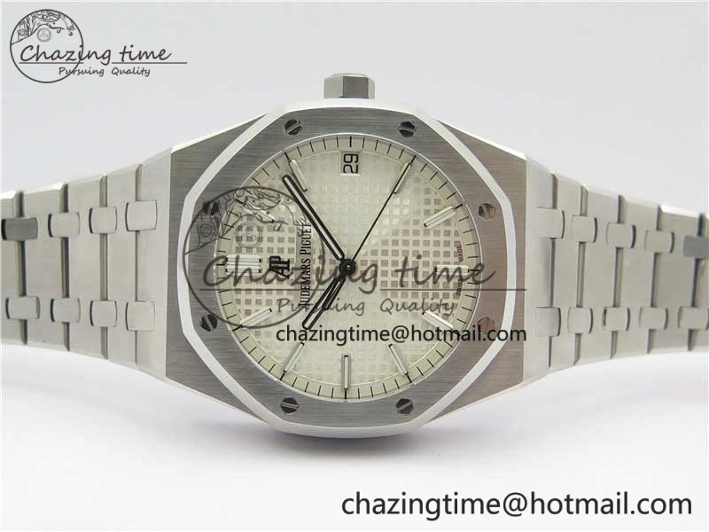Royal Oak 41mm 15500 SS OMF Best Edition White Textured Dial on SS Bracelet A4302