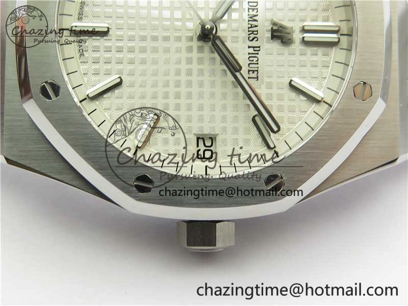 Royal Oak 41mm 15500 SS OMF Best Edition White Textured Dial on SS Bracelet A4302