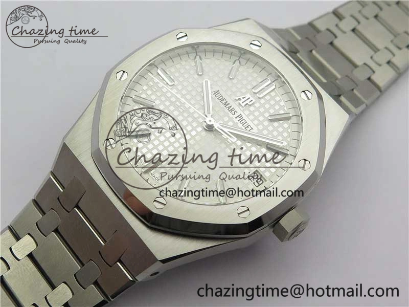 Royal Oak 41mm 15500 SS OMF Best Edition White Textured Dial on SS Bracelet A4302
