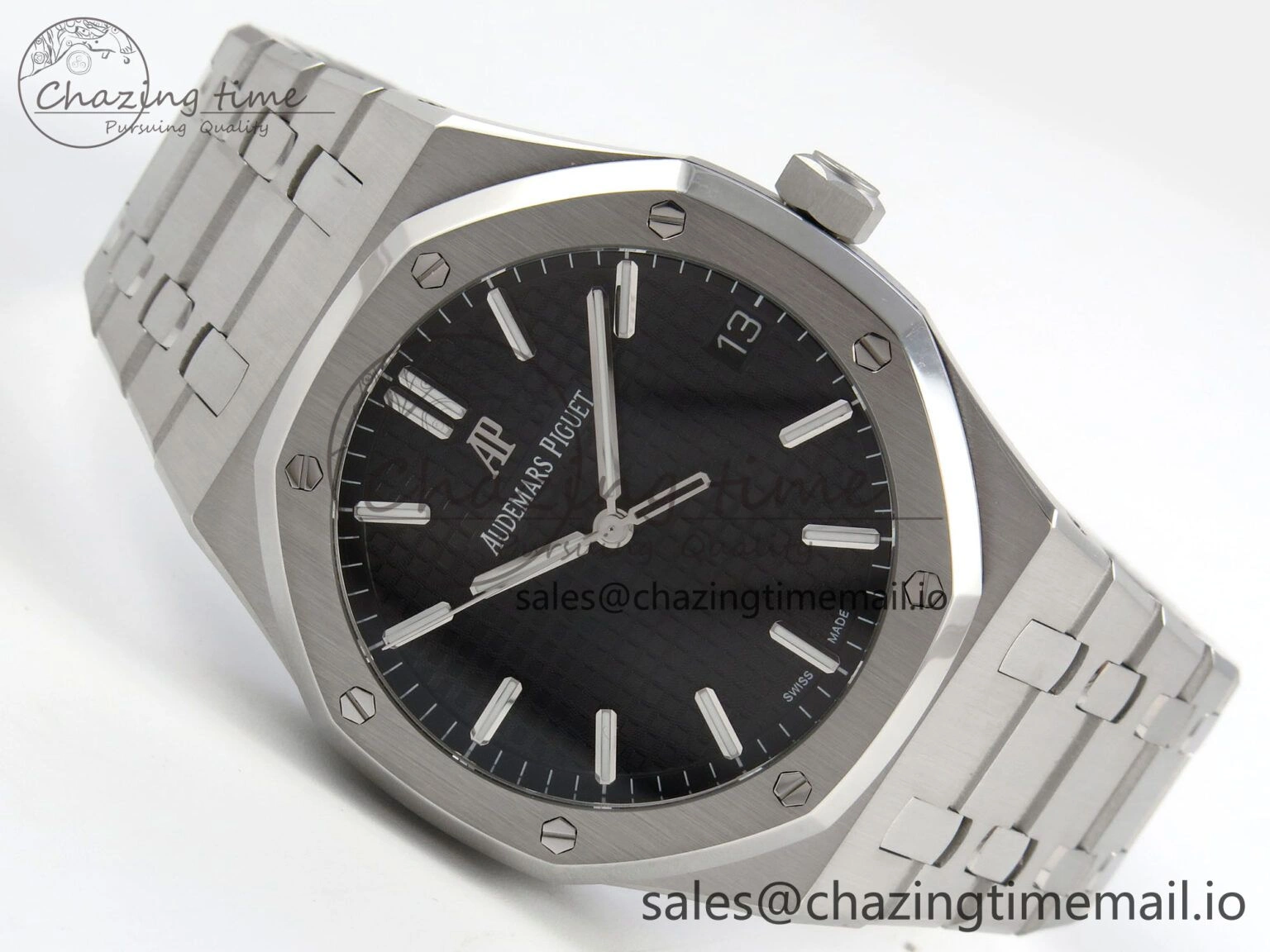 Royal Oak 41mm 15500 SS RSF 1:1 Best Edition Black Dial on SS Bracelet SA4302 Super Clone