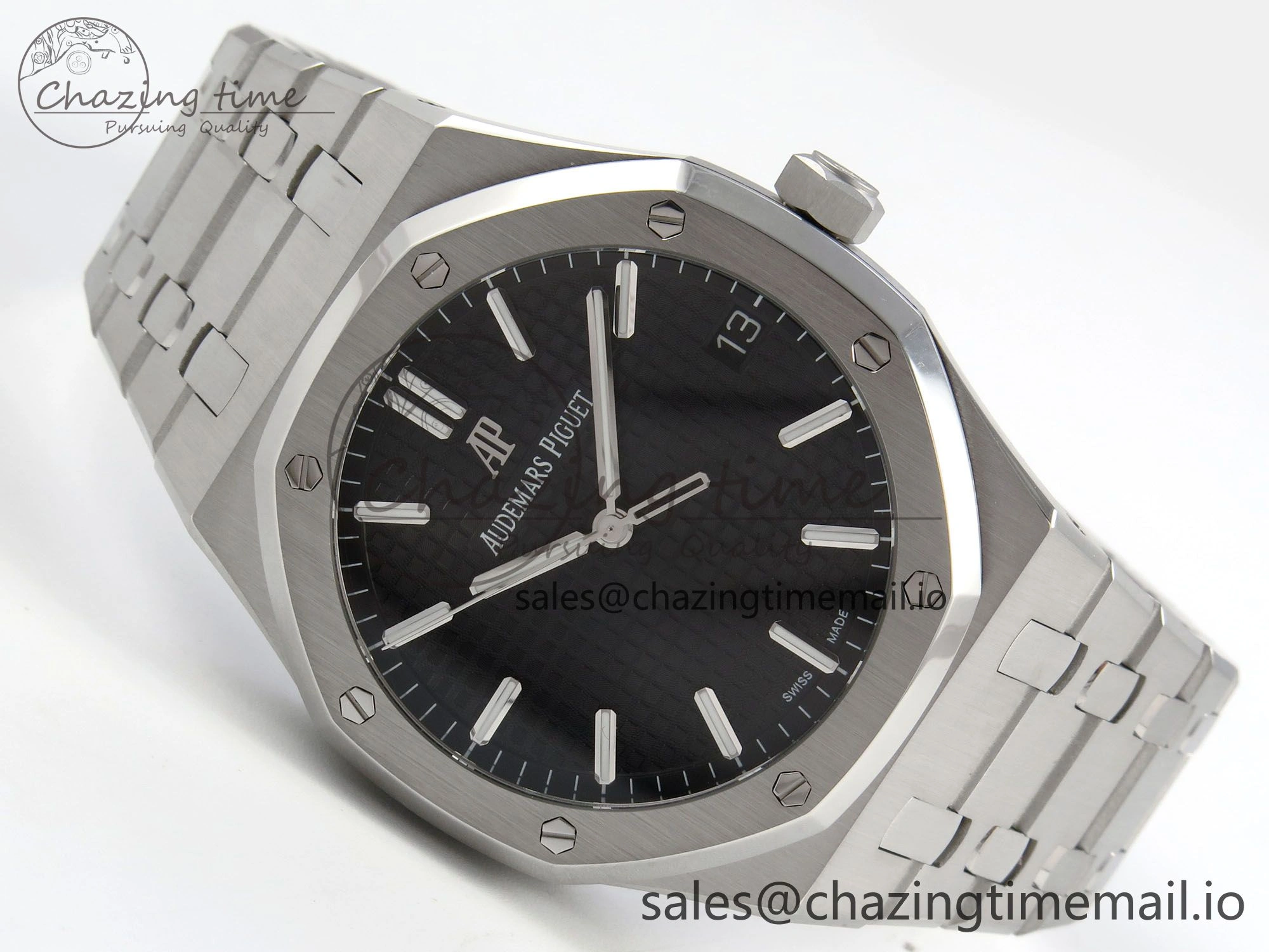 Royal Oak 41mm 15500 SS RSF 1:1 Best Edition Black Dial on SS Bracelet SA4302 Super Clone