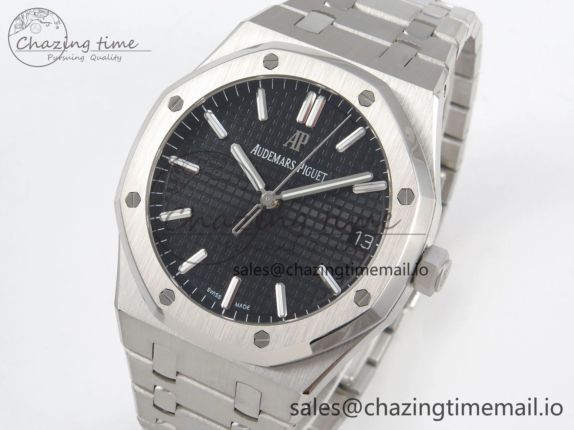 Royal Oak 41mm 15500 SS RSF 1:1 Best Edition Black Dial on SS Bracelet SA4302 Super Clone