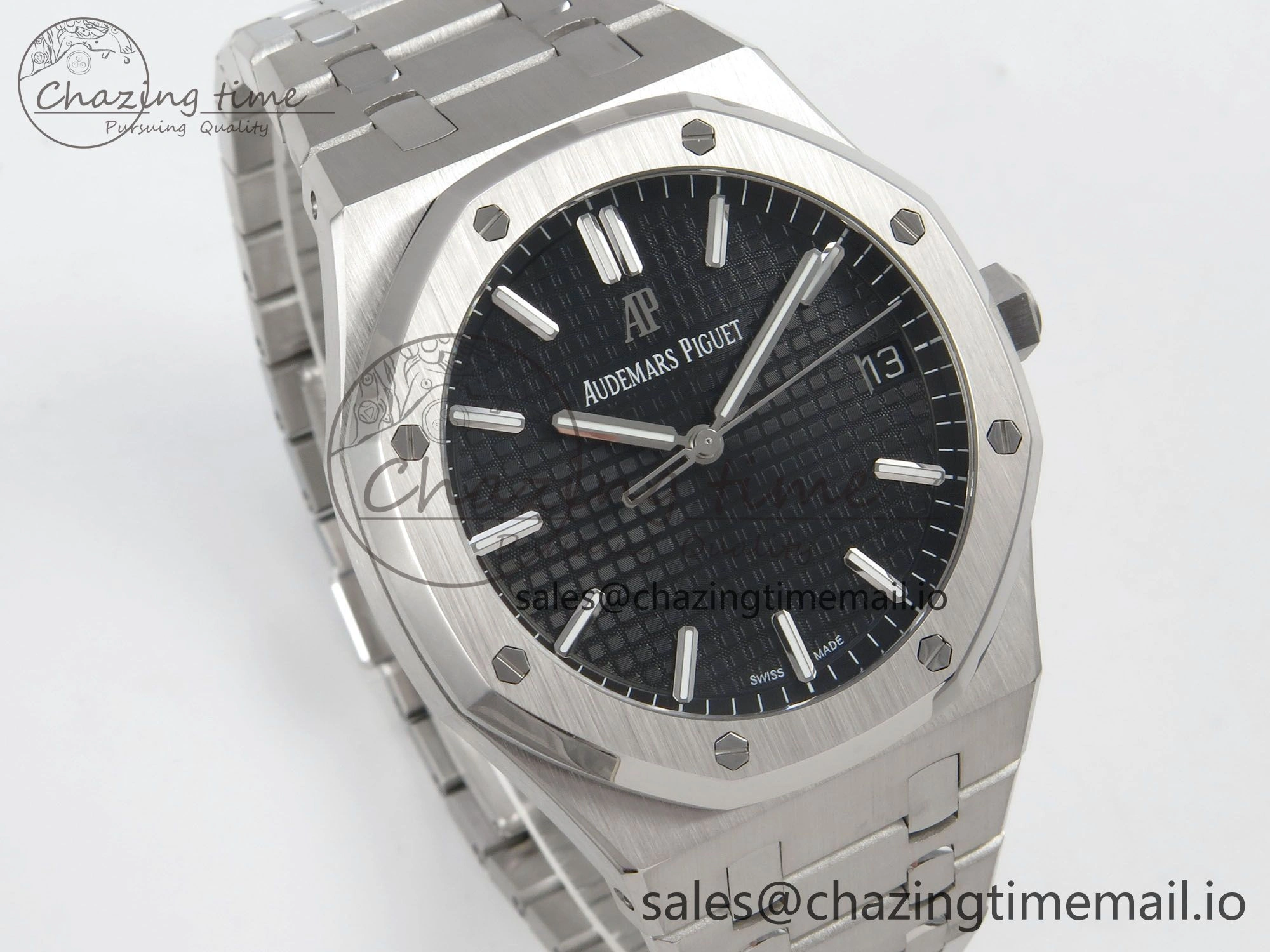 Royal Oak 41mm 15500 SS RSF 1:1 Best Edition Black Dial on SS Bracelet SA4302 Super Clone