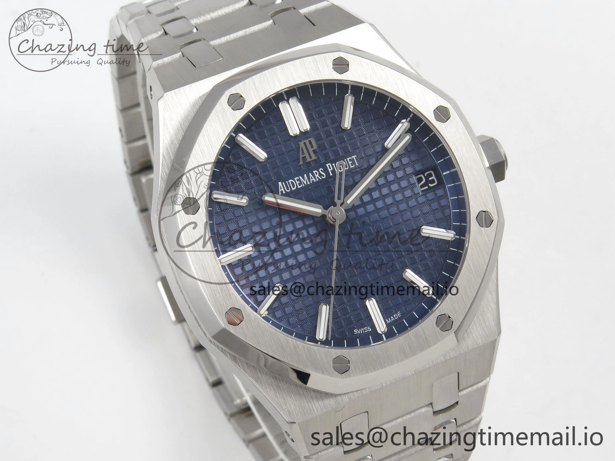 Royal Oak 41mm 15500 SS RSF 1:1 Best Edition Blue Dial on SS Bracelet SA4302 Super Clone