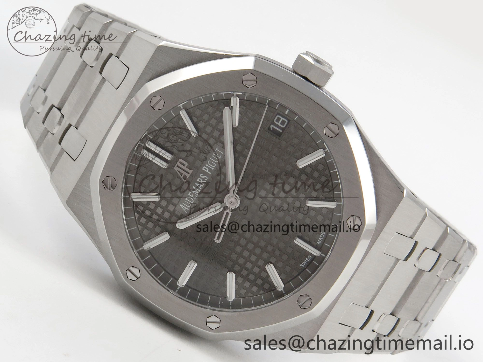 Royal Oak 41mm 15500 SS RSF 1:1 Best Edition Gray Dial on SS Bracelet SA4302 Super Clone