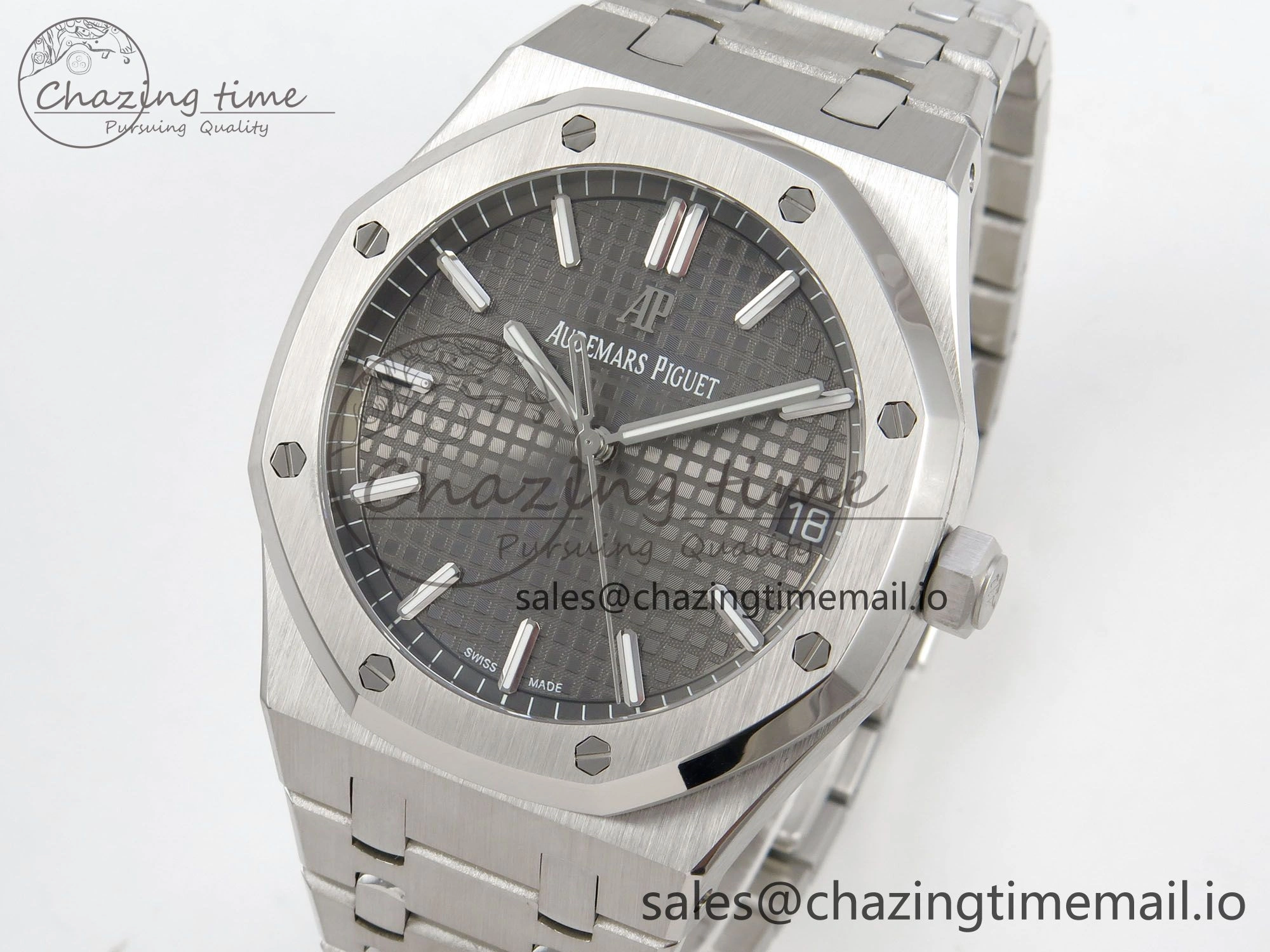 Royal Oak 41mm 15500 SS RSF 1:1 Best Edition Gray Dial on SS Bracelet SA4302 Super Clone