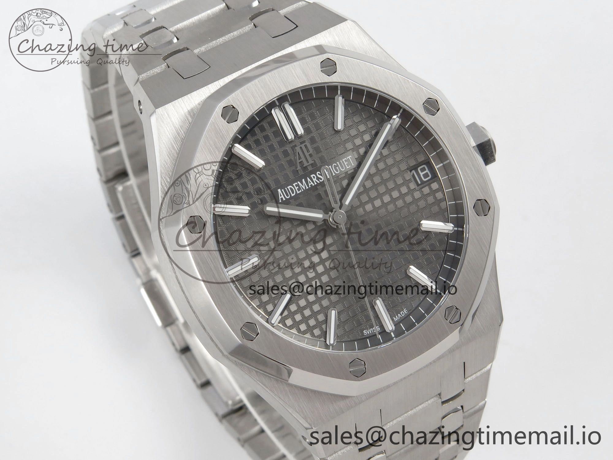 Royal Oak 41mm 15500 SS RSF 1:1 Best Edition Gray Dial on SS Bracelet SA4302 Super Clone