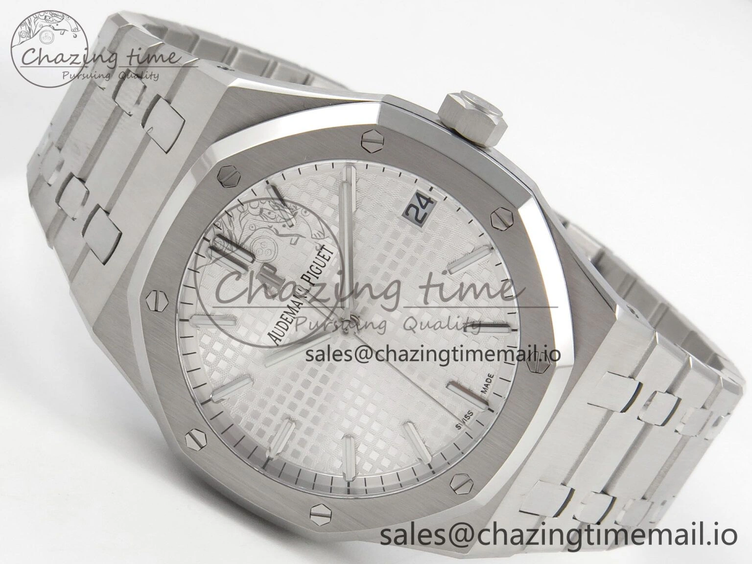 Royal Oak 41mm 15500 SS RSF 1:1 Best Edition White Dial on SS Bracelet SA4302 Super Clone