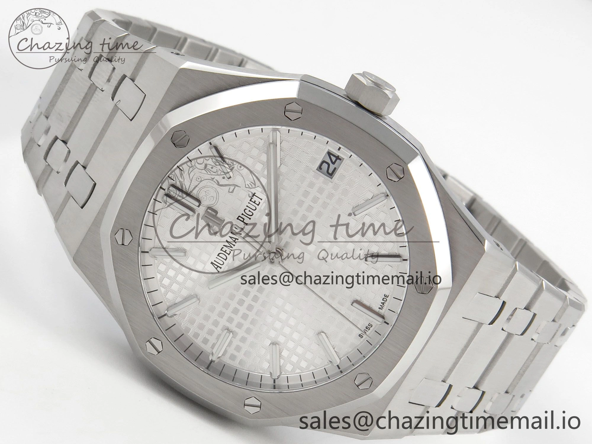 Royal Oak 41mm 15500 SS RSF 1:1 Best Edition White Dial on SS Bracelet SA4302 Super Clone