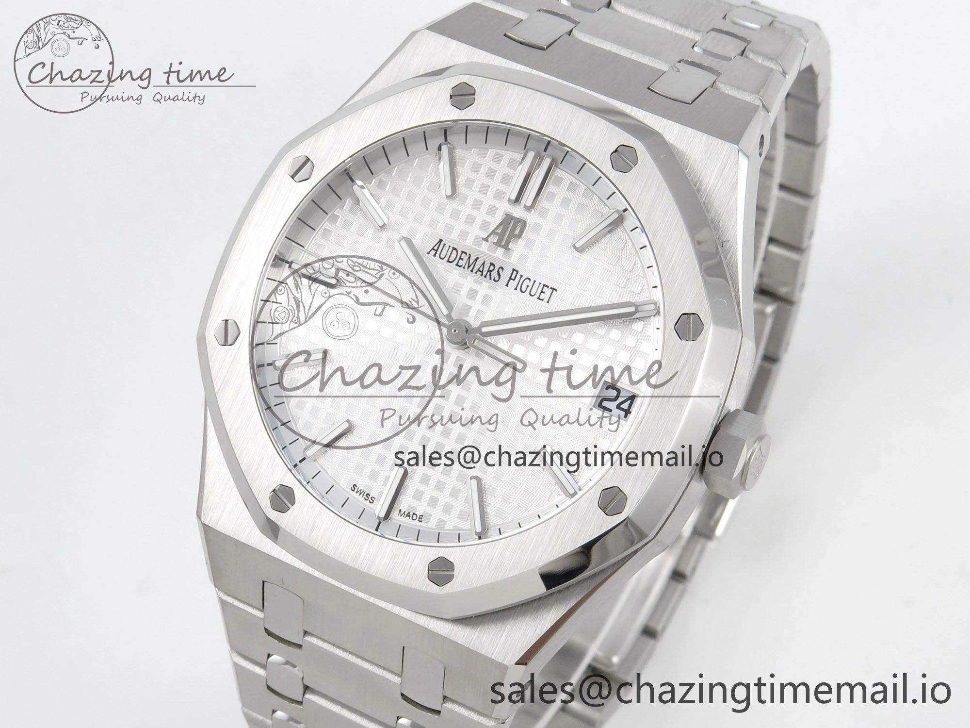 Royal Oak 41mm 15500 SS RSF 1:1 Best Edition White Dial on SS Bracelet SA4302 Super Clone