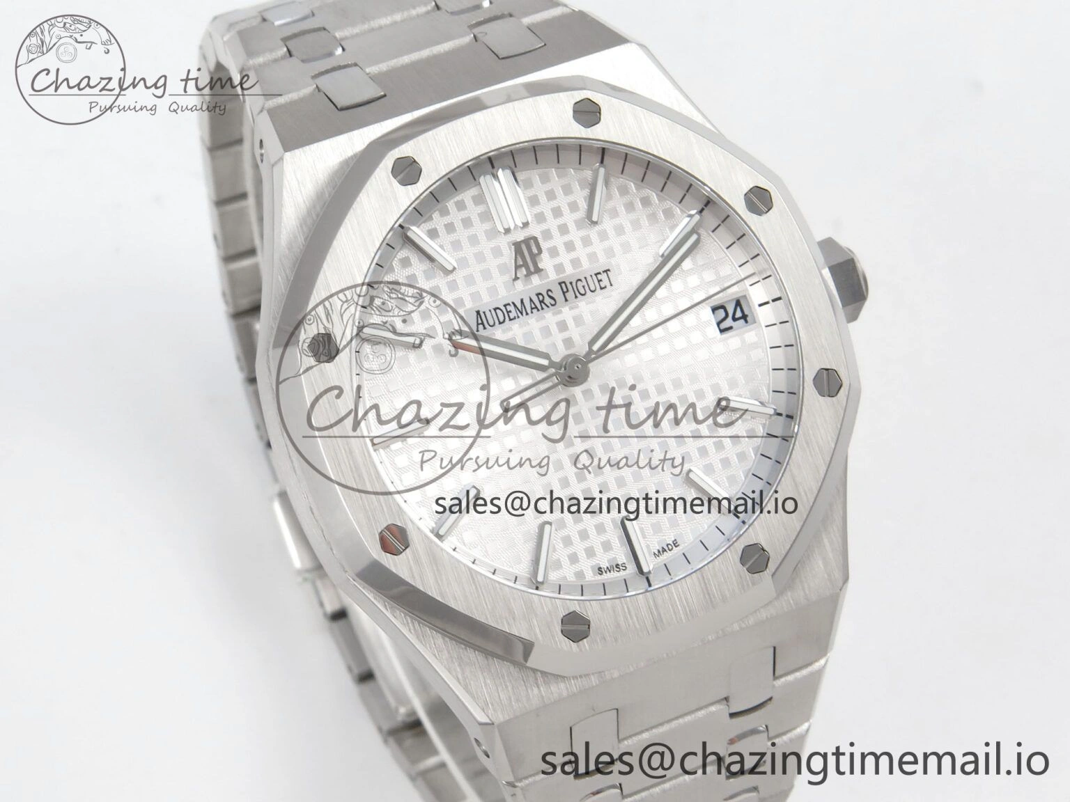 Royal Oak 41mm 15500 SS RSF 1:1 Best Edition White Dial on SS Bracelet SA4302 Super Clone