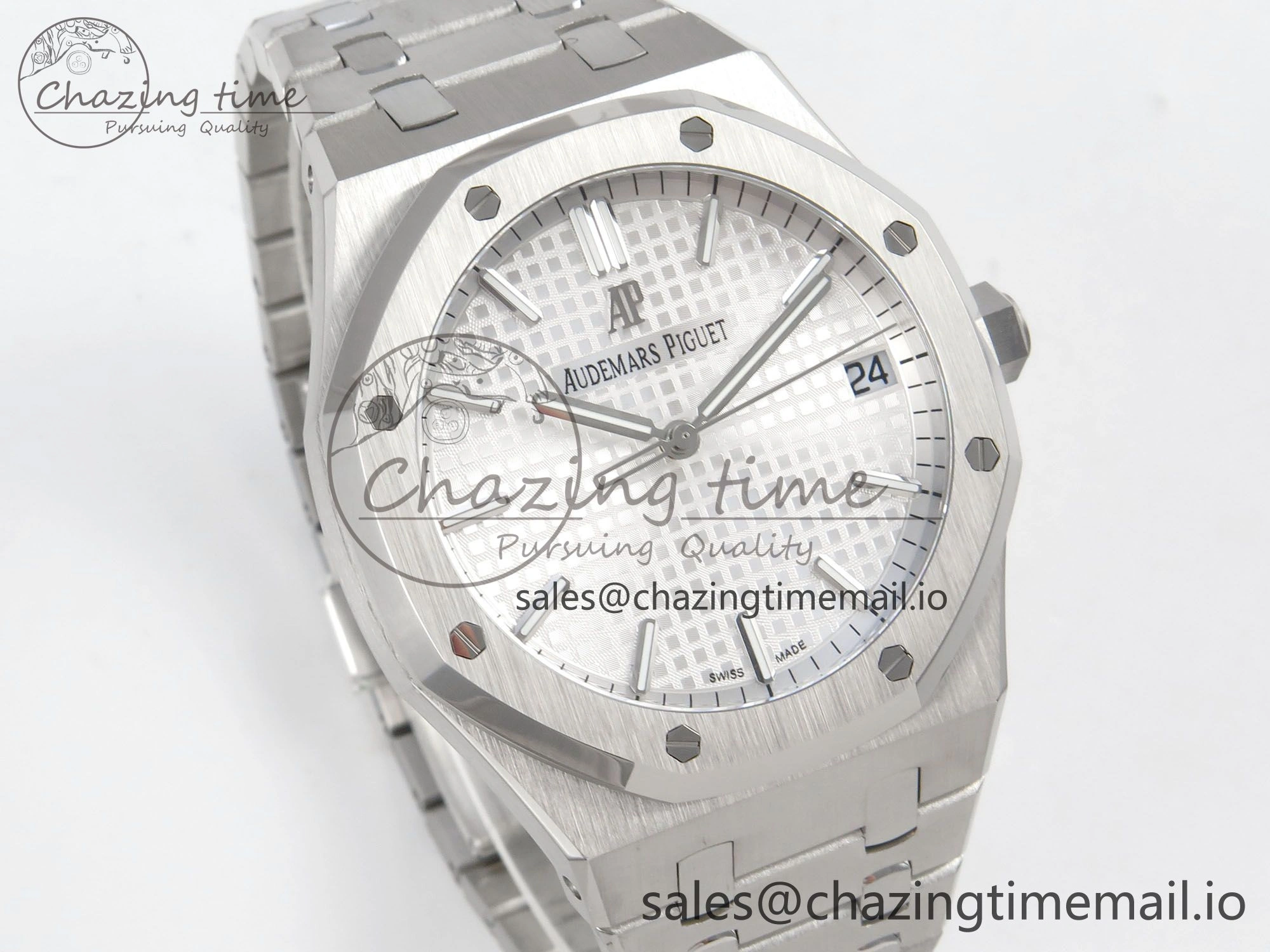 Royal Oak 41mm 15500 SS RSF 1:1 Best Edition White Dial on SS Bracelet SA4302 Super Clone
