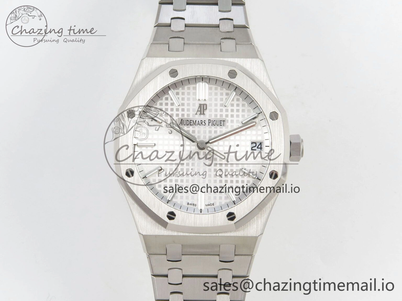 Royal Oak 41mm 15500 SS RSF 1:1 Best Edition White Dial on SS Bracelet SA4302 Super Clone