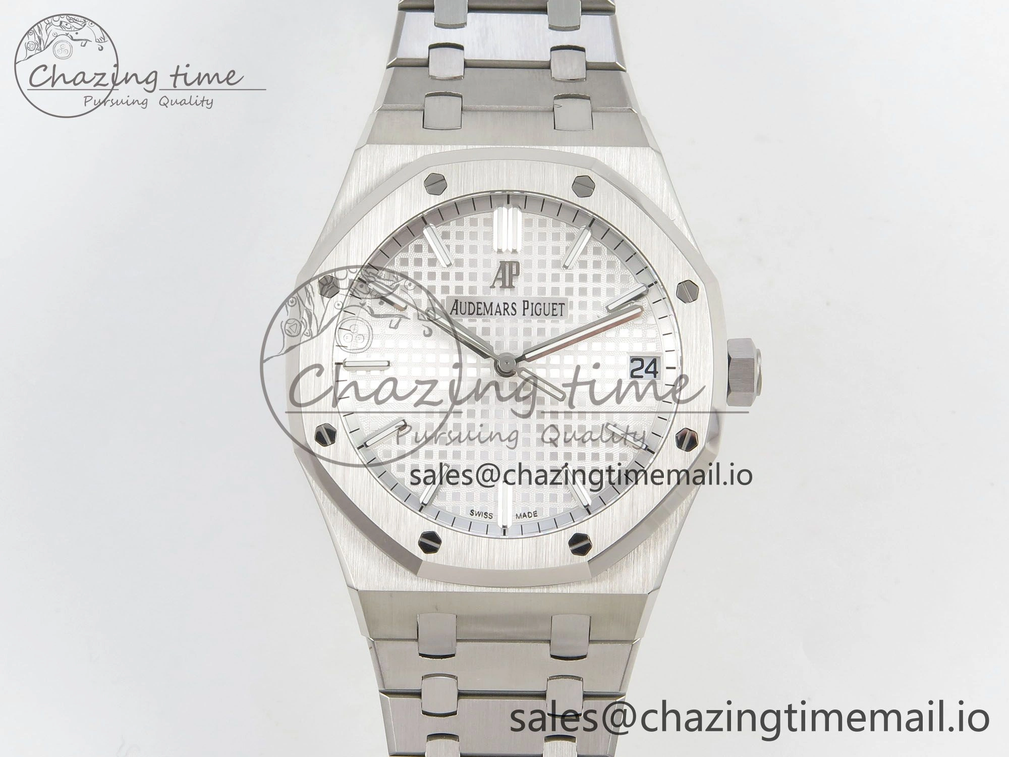 Royal Oak 41mm 15500 SS RSF 1:1 Best Edition White Dial on SS Bracelet SA4302 Super Clone