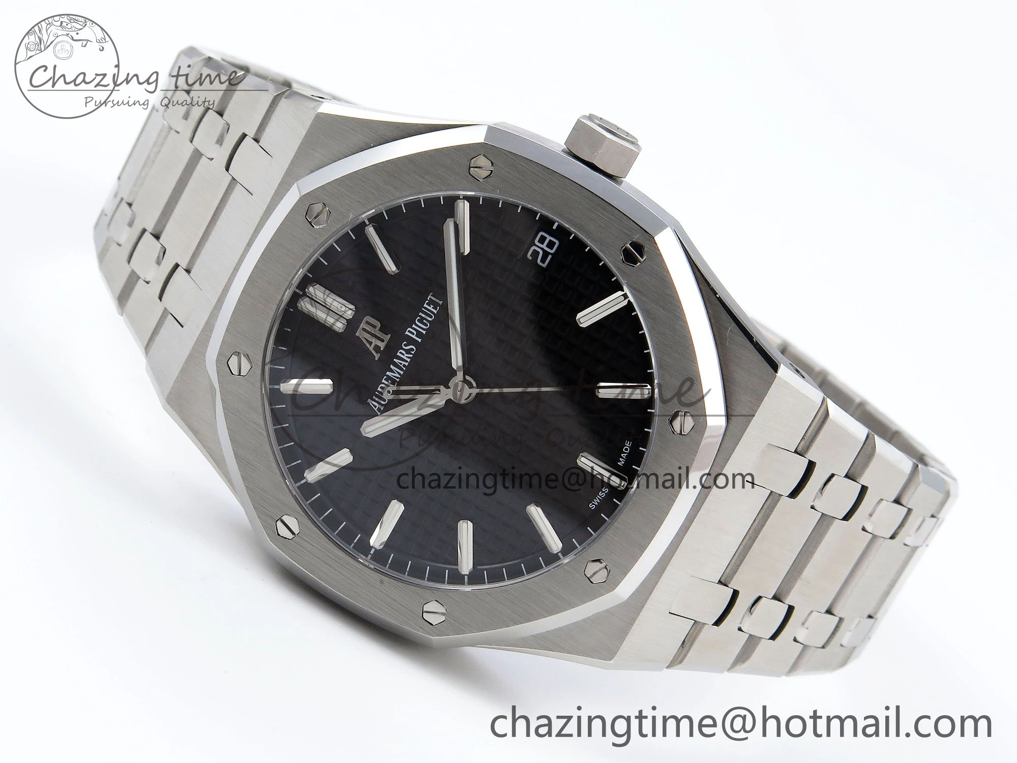 Royal Oak 41mm 15500 SS SF 1:1 Best Edition Black Dial on SS Bracelet SA4302 Super Clone